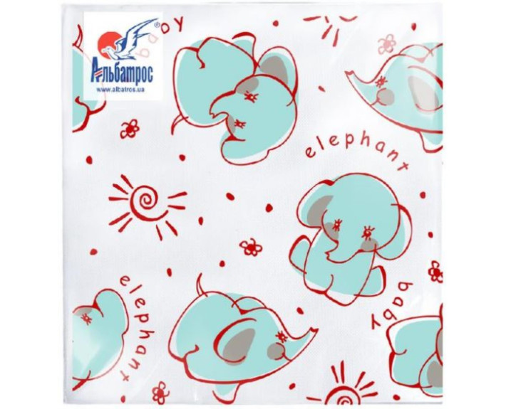 Салфетка 330/17/2/25/4 белая с рисунком Единорогов (Котики, Сердце, Слоник) в ассортименте Альбатрос
