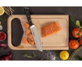 Кухонний ніж Сантоку Tefal Ice Force, 18см, нержавіюча сталь, пластик, чорний