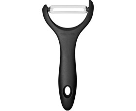 Овочечистка горизонтальна Fiskars Essential, 14.3см, нержавіюча сталь, пластик, чорний
