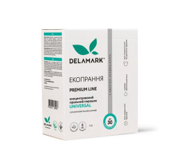 Пральний порошок безфосфатний концентрат Universal з ефектом кондиціонера 1кг Delamark
