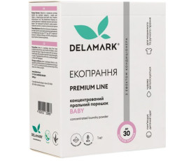 Пральний порошок безфосфатний концентрат Baby з ефектом кондиціонера 1кг Delamark