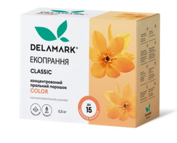 Прачечный порошок без фосфатов концентрат Color 0,5 кг Delamark