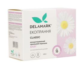Пральний порошок безфосфатний концентрат Baby 0,5кг Delamark