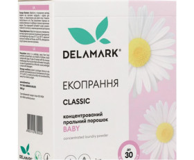 Пральний порошок безфосфатний концентрат Baby ромашка 1кг Delamark