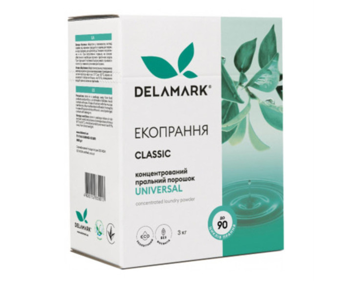 Пральний порошок безфосфатний концентрат Universal 3кг Delamark