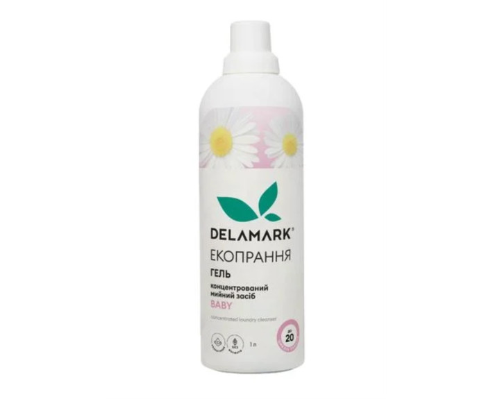 Засіб для прання Рідкий безфосфатний концентрат Baby 1л Delamark