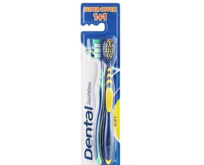 Зубная щетка TOTAL CLEAN 1+1 шт (средняя) DENTAL