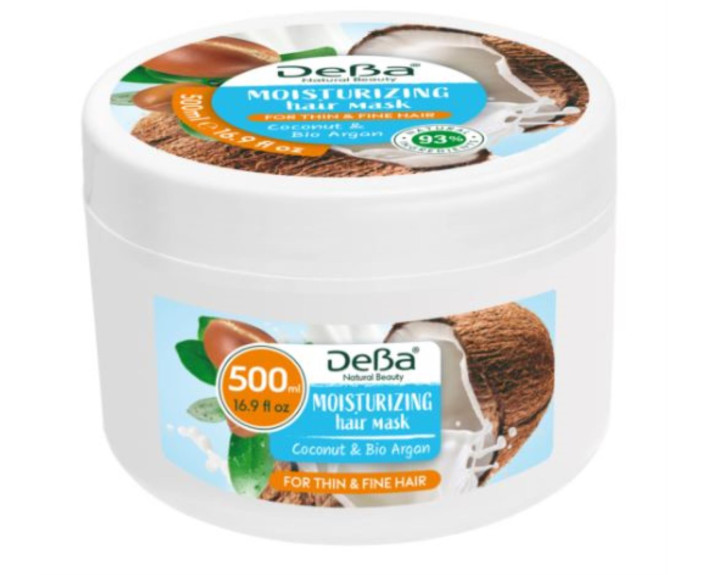 Маска зволожуюча кокос та арган.олія 500 млDeBa Natural Beauty