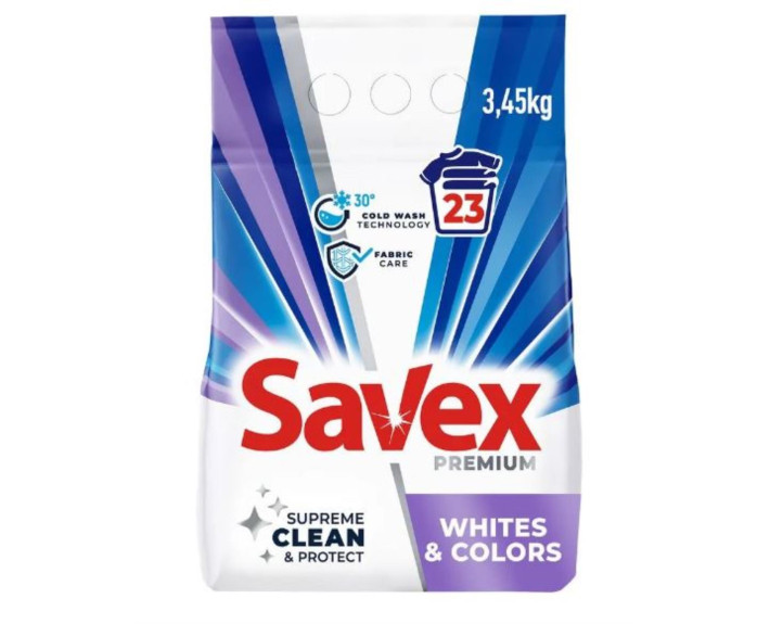 Прачечный порошок 3 450 г автомат Savex Whites&Colors голубой Premium