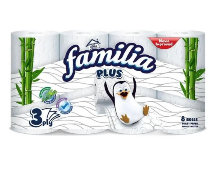 Туалетний папір 3-х шаровий  8 шт FAMILIA