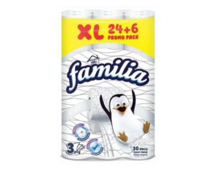 Туалетний папір 3-х шаровий 24+6 шт FAMILIA