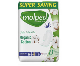 Гігієнічні прокладки MOLPED Pure&Soft  long eco 5 крапель 18 шт