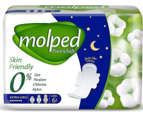 Гігієнічні прокладки MOLPED Pure&Soft  night 6 крапель 6 шт