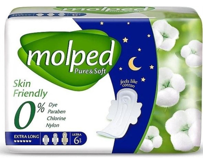 Гігієнічні прокладки MOLPED Pure&Soft  night 6 крапель 6 шт
