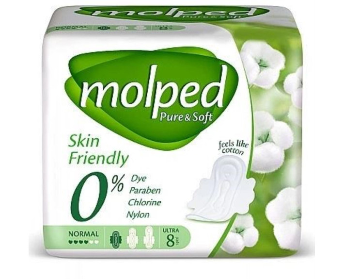Гігієнічні прокладки MOLPED Pure&Soft  normal 4 краплi 8 шт