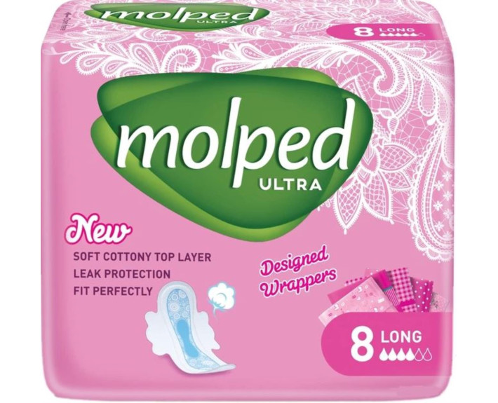 Гигиенические прокладки MOLPED Ultra long 5 капель 8 шт.