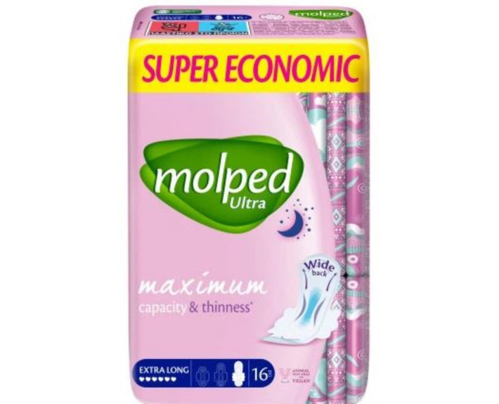 Гігієнічні прокладки MOLPED Ultra  night s.eco 6 крапель 16 шт.
