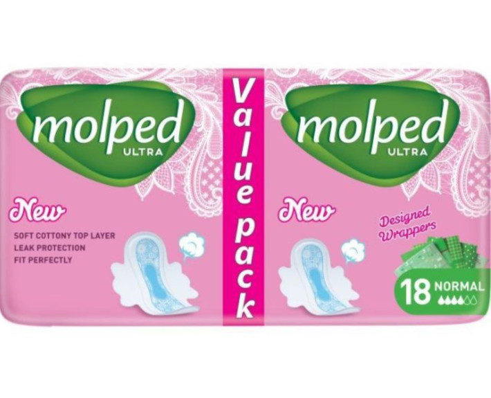Гігієнічні прокладки normal eco 4 краплі  18 шт., MOLPED Ultra