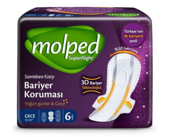 Гігієнічні прокладки MOLPED SuperNight Extra long  6шт (32см)