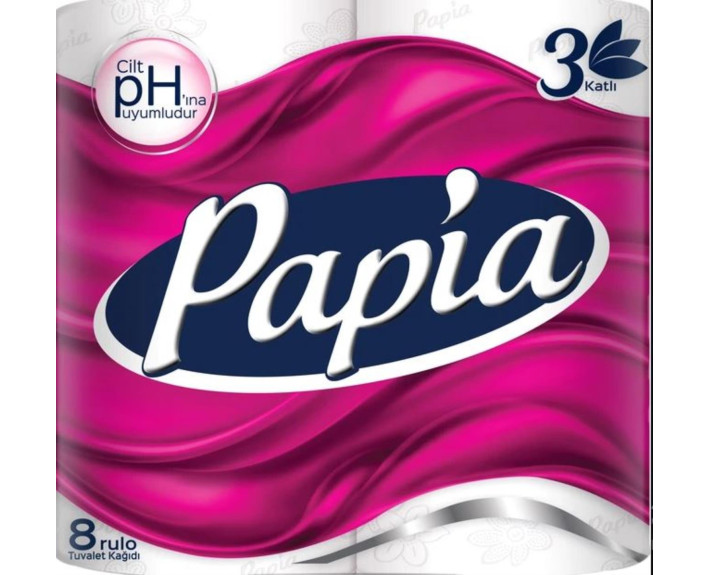 Туалетний папір 3-х шаровий 8 шт PAPIA