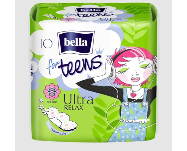Гігієнічні прокладки 10шт Bella for Teens Ultra Relax extra soft deo green tea