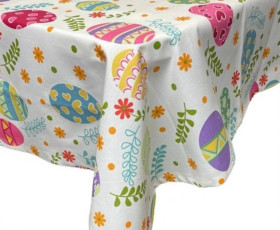 Скатертина плямостійка Easter Time, 110х140 см, молочний, ТМ SoundSleep, Україна