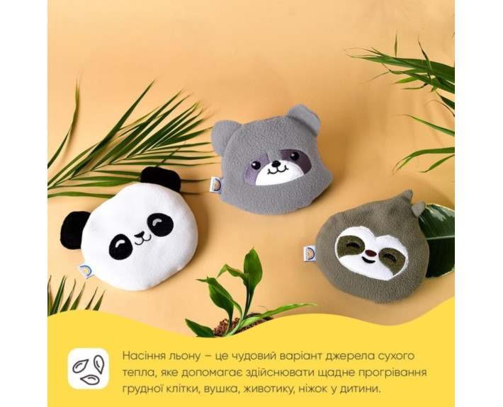 Подушка-грілка Обіймашка з насінням льону ТM PAPAELLA 18х18 см (панда)
