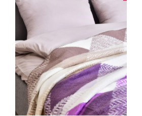 Плед покривало Kassandra 150x200 см бавовняне TM IDEIA 450 гр/м2 (ліла/беж)