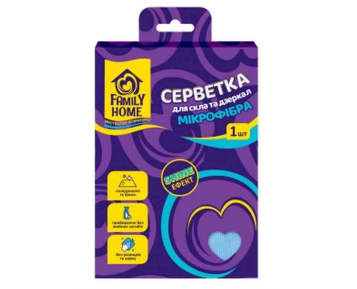 Серветка д/скла та дз з мікроф Shine Ефект 1 шт Family Home