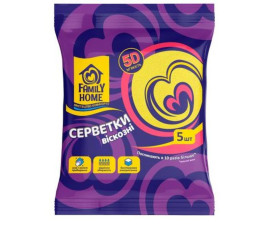 Серветки віскозні 5D м'якість 5 шт Family Home