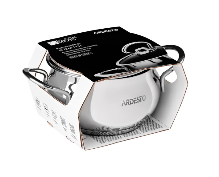 Каструля зі скляною кришкою Ardesto Black Mars, 1,1л, нержавіюча сталь