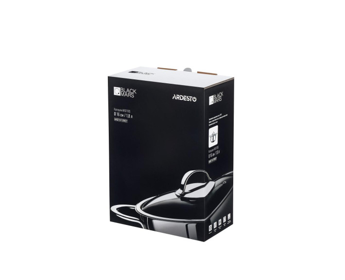 Каструля зі скляною кришкою Ardesto Black Mars, 1,8л, нержавіюча сталь