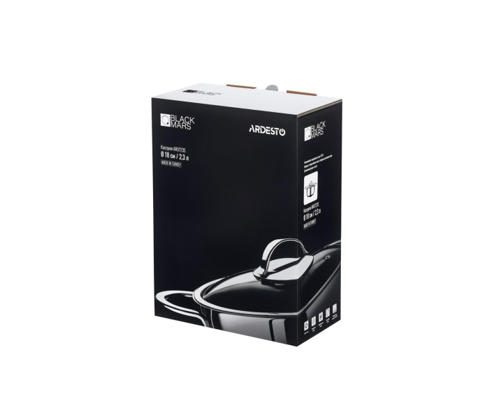 Каструля зі скляною кришкою Ardesto Black Mars, 2,3л, нержавіюча сталь