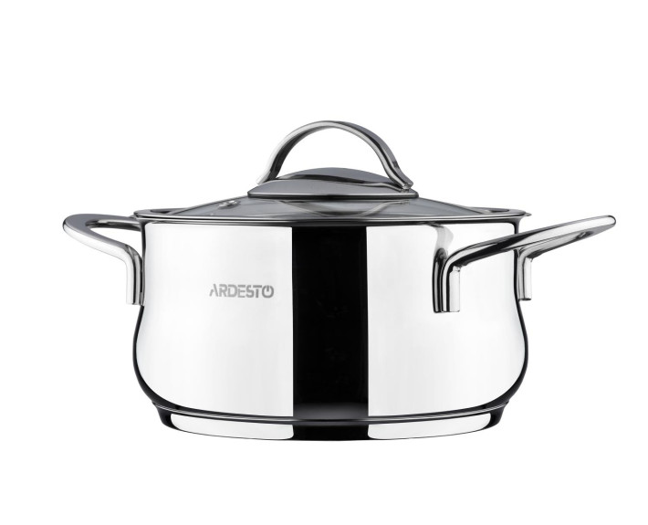 Кастрюля с стеклянной крышкой Ardesto Black Mars, 3,0л, нержавеющая сталь