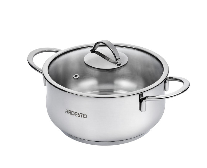 Кастрюля с стеклянной крышкой Ardesto Black Mars, 3,0л, нержавеющая сталь