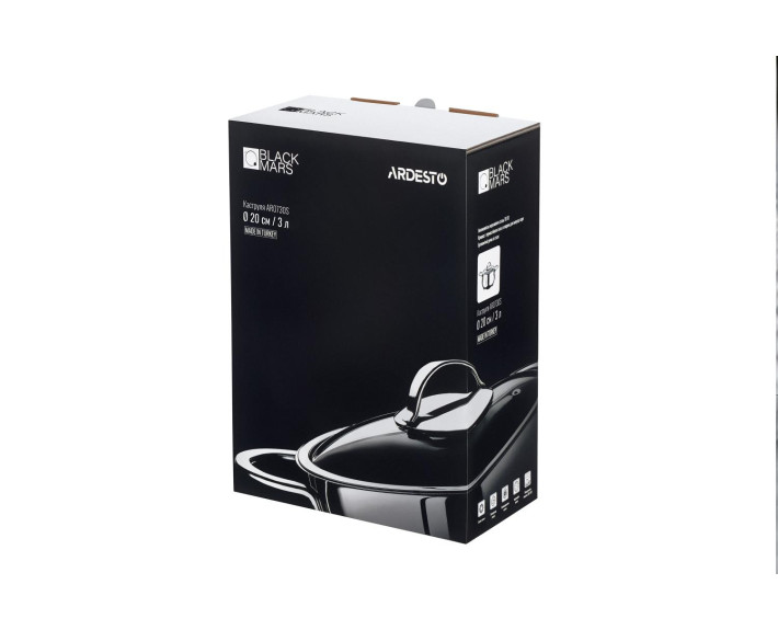 Кастрюля с стеклянной крышкой Ardesto Black Mars, 3,0л, нержавеющая сталь