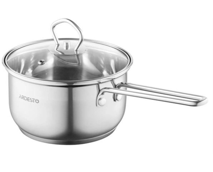 Ківш зі скляною кришкою Ardesto Gemini Bari, 1,6л, нержавіюча сталь