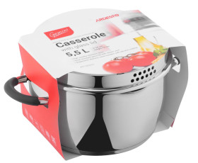 Кастрюля с стеклянной крышкой и носиком Ardesto Gemini Livorno, 5,5л, нержавеющая сталь, силикон