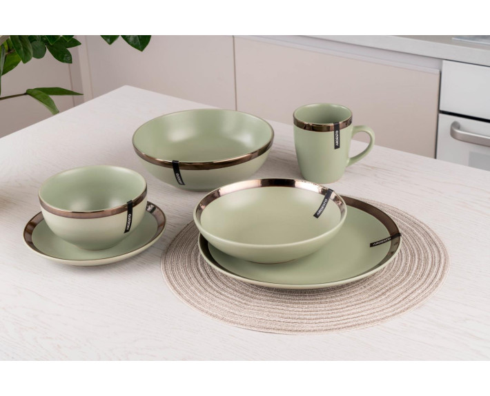 Тарелка для салата Ardesto Liguria Green bay, 22 см, керамика, зеленая