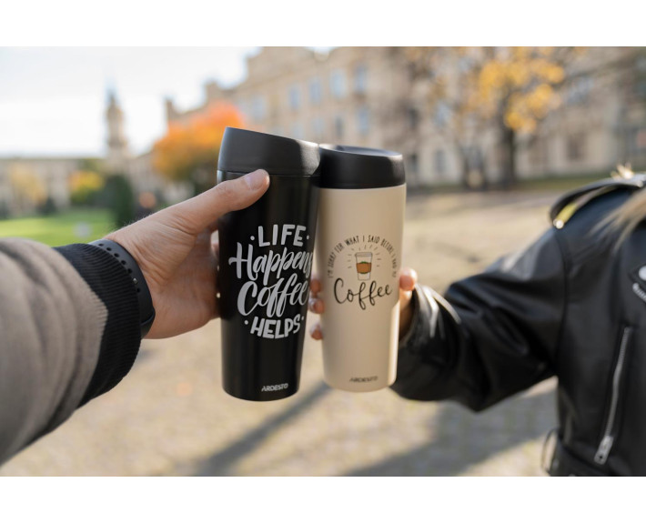Термокухоль Ardesto Coffee Time 450 мл, нержавіюча сталь, чорний