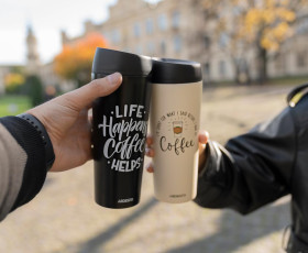 Термокухоль Ardesto Coffee Time 450 мл, нержавіюча сталь, чорний