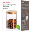Банка для зберігання Ardesto Midori 540 мл, скло, бамбук, кругла, прозорий