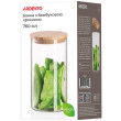 Банка для зберігання Ardesto Midori 760 мл, скло, бамбук, кругла, прозорий