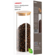 Банка для зберігання Ardesto Midori 1000 мл, скло, бамбук, кругла, прозорий