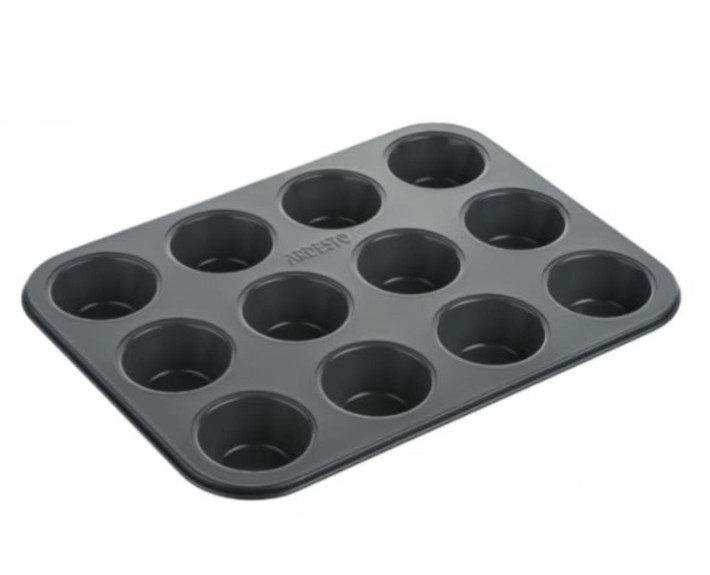 Форма для выпечки маффинов Ardesto Tasty baking, 35х26,5х3см, 12шт, углеродистая сталь, серо-голубая
