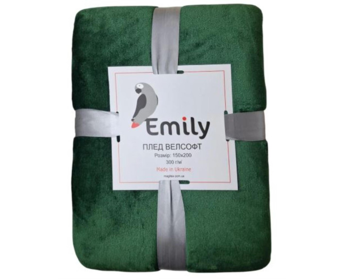 Плед велсофт Manner Dark Green 150х200 см, 300 г/м2, TM Emily, Україна
