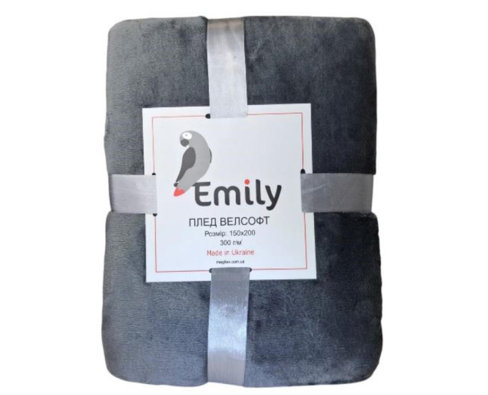 Плед велсофт Manner Graphite 150х200 см, 300 г/м2, TM Emily, Україна