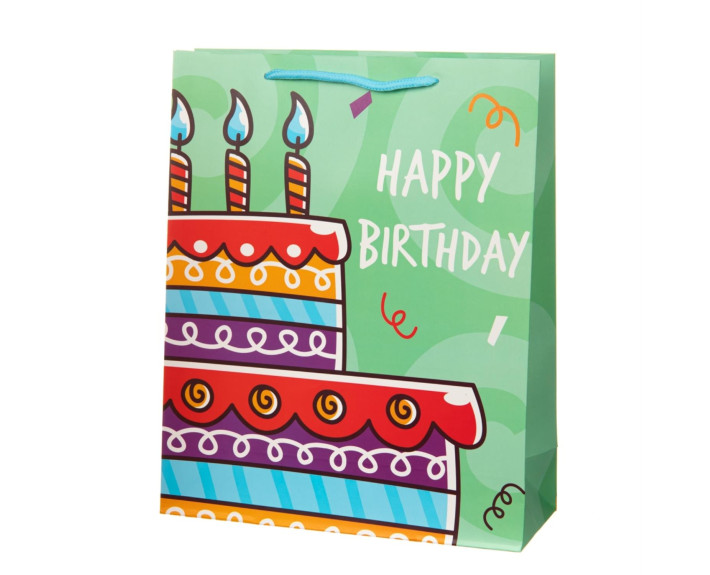 Подарунковий паперовий пакет Birthday gifts 26*10*32 см