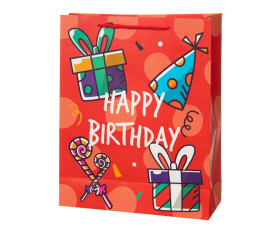 Подарунковий паперовий пакет Birthday gifts 26*10*32 см