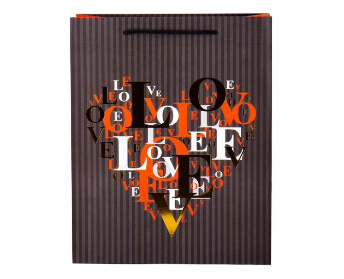 Подарочная бумажная сумка Love, 32*26*12 см